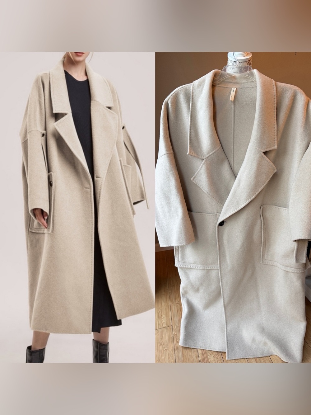 Nap Take a Nap Londyn Shawl Collar Coat 100% Merino Wool Oversized Cream